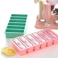 Moule en silicone rectangulaire personnalisé pour vente en gros, six compartiments, pour la fabrication de glaces, réutilisable, qualité alimentaire, sans BPA, DIY, durable