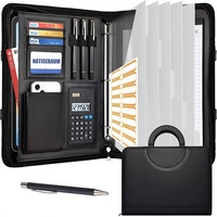 Porte-documents NATISERAUM à 3 anneaux avec stylo, 5 intercalaires, 10 pochettes, organisateur à fermeture éclair, bloc-notes A4 pour hommes/femmes