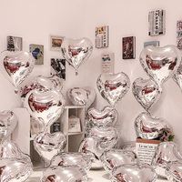 Ballons en Hélium en Gros, Ballons Cœur Argentés Miroir Rose en Aluminium pour la Saint-Valentin, Mariage et Décoration de Fête