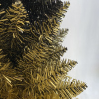 Modèles spéciaux Vente en gros en usine Mini arbre de Noël artificiel noir mélangé de 60 cm et 24 pouces en PVC et or pour la décoration intérieure
