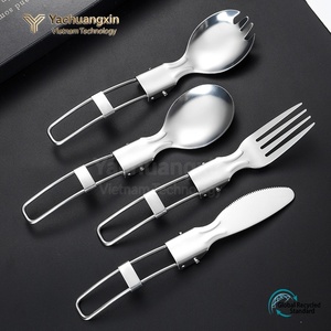 Ensemble de couverts pliables en acier inoxydable, cuillère, fourchette, couteau, vaisselle portable pour le camping en plein air, kit de vaisselle écologique - Product Image 3