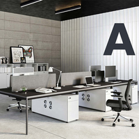 Poste de travail modulaire personnalisé pour 4 à 6 personnes, mobilier de bureau, bureau avec armoire de bureau, bureau de luxe, table d'ordinateur nordique