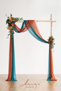 <strong>Teal</strong> Orange Artificial <strong>Wedding</strong> Arch Flowers Kit Chiffon Drapes Ceremony Reception Arbor Backdrop Floral Party Outdoor <strong>Decoration</strong> - Product Image 6