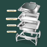 Plat de service chauffant de luxe en acier inoxydable à température contrôlée par induction, ensemble buffet 9L