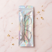 Pochettes holographiques personnalisées refermables avec fermeture éclair, semi-transparentes, avec trou de suspension pour bijoux, boucles d'oreilles, pinceaux de maquillage, montres, lunettes, données