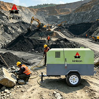Compresseur à vis lubrifié portable de qualité supérieure, alimenté par moteur diesel, 185 CFM, pression de travail 8 bars, pour ponceuse à percussion minière