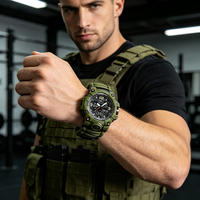 Montre de survie, montre de survie en plein air, montre à cordon en nylon tressé avec pierre à allumeur, montre sport analogique-numérique pour homme, étanche