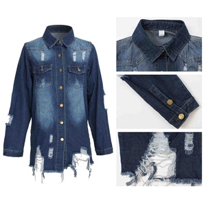 Chaqueta Vaquera de Otoño para Mujer, Cuello Camisero, Manga Larga, <span class=keywords><strong>Abrigo</strong></span> Vaquero, Gabardina Vaquera de Un Solo Pecho - Product Image 6