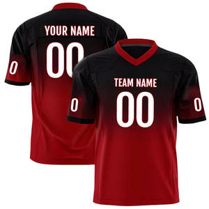 100% 涤纶黑色和红色褪色渐变缝制/印花定制运动衫定制您的品牌美式足球服 - Product Image 1