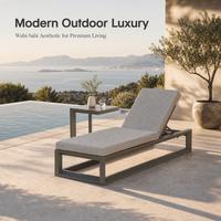 Chaise longue d'extérieur en aluminium, 5 positions réglables, pour piscine et patio, avec coussin de luxe toutes saisons – Offre Spéciale