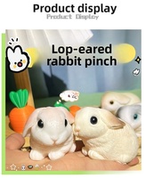 Cadeaux de Noël : Jouet anti-stress lapin super réaliste avec oreilles tombantes, peluche ultra douce au toucher, jouet à pincer pour soulager le stress