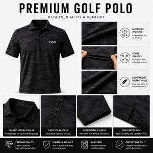 Polo de Golf Negro Premium Personalizado para Hombre, Ropa Corporativa con Etiqueta Privada, Absorbe la Humedad - Product Image 2