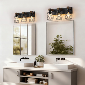 Lámpara de pared industrial de hierro, jaula de metal negro, bombilla E27, iluminación montada en la pared para dormitorio, sala de estar - Product Image 3
