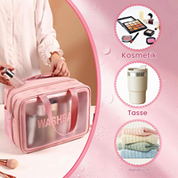 Sac de voyage transparent imperméable personnalisé Royal Fair pour articles de toilette avec poignée et fermeture éclair, sac de rangement cosmétique de haute qualité pour fille