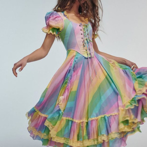 Vestido Midi <span class=keywords><strong>de</strong></span> Gasa Ligero, Estilo Princesa, Color Rosa, para Mujer, Diseño Personalizado, Fabricación OEM, Ideal para Fiestas - Product Image 4