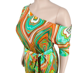 <span class=keywords><strong>Mono</strong></span> de poliéster estampado con hombros descubiertos, estilo casual, para mujer, <span class=keywords><strong>talla</strong></span> <span class=keywords><strong>grande</strong></span>, novedad de verano 2026, Europa y América - Product Image 6