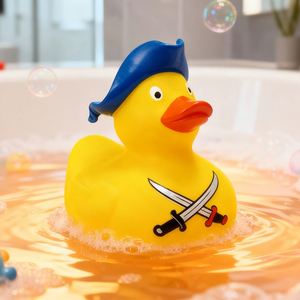 Jouets de bain en PVC personnalisés en gros, style canard pirate, avec motifs imprimés, pour la baignoire - Product Image 2