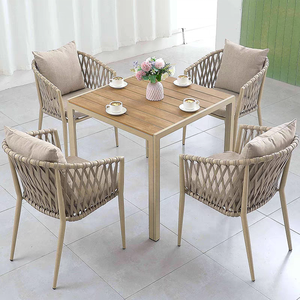 Juego de Muebles de Comedor de Aluminio Moderno y Duradero para Exteriores, Mesa y Sillas para Jardín, Patio o Apartamento con Diseño de Mimbre, para Restaurantes - Product Image 2