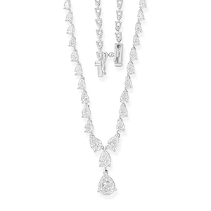 Collar de tenis tipo lariat de plata 925 con moissanita talla gota de agua, elegante joyería nupcial para boda, regalo para amante, estilo de moda - Product Image 1