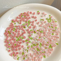 30 pièces de charmes pour ongles en résine de perle 3D de tailles variées, fleurs roses, accessoires pour ongles, décorations de luxe pour ongles, fournitures pour ongles, bijoux pour ongles