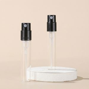 Flacon pulvérisateur de parfum cylindrique <span class=keywords><strong>en</strong></span> <span class=keywords><strong>verre</strong></span> mini 1,8 ml 2,5 ml avec pompe noire, échantillon vide sérigraphié - Product Image 5