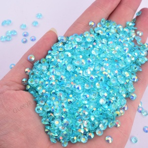 Oleeya Vente en gros Strass ronds 2 3 4 5 6mm pour décoration d'ongles, Pierres de cristal à dos plat, Strass en résine transparente AB effet gelée - Product Image 3