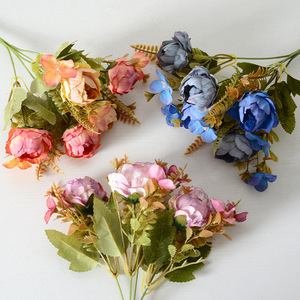 Ramo Pequeño de Flores Artificiales de Seda, Peonía, Rosa e Hortensia, Decoración para el Hogar, Accesorios de Fotografía, Paquete al por Mayor de China - Product Image 3