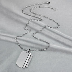 Collar con colgante de acero inoxidable pulido con espejo estilo <span class=keywords><strong>Milita</strong></span> chapado en oro para hombres - Product Image 4