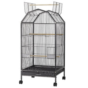 Fil de fer grande cage à oiseaux 4 roues 3 tiges de Station 2 bassins de nourriture 1 plateau fantaisie <span class=keywords><strong>pour</strong></span> grand oiseau <span class=keywords><strong>Pigeons</strong></span> perroquets <span class=keywords><strong>nichoir</strong></span> - Product Image 2