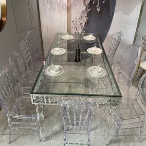 家具长方形水晶透明办公会议亚克力桌派对桌玻璃桌酒店婚礼餐桌腿