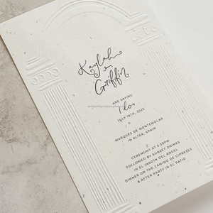 Juegos de tarjetas de invitación de impresión en relieve ciego troquelado de lujo personalizado Material de papel para eventos especiales con diseño de grabado en relieve - Product Image 2