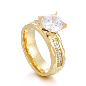 แหวนกันน้ำไม่หมอง คุณภาพดี ชุบทอง 14k 18k PVD แหวนสแตนเลส 316L ประดับเพชรซิคอน แหวนหมั้นสำหรับผู้หญิง - Product Image 6
