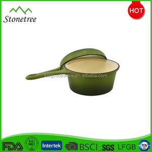 Chất Lượng Cao Men Lớp Phủ Màu Đỏ Vòng Hình Dạng Soong Nước Sốt Nồi Chảo Đúc Sắt Soong Súp Nồi Với Xử Lý Duy Nhất - Product Image 4