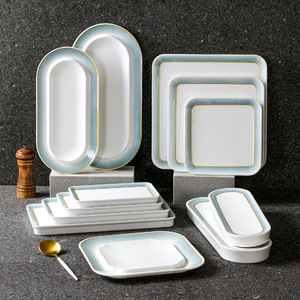 Xiangyuan <b>melamine</b> tableware <b>plates</b> for restaurants, hot pot, barbecue, and sushi; rectangular imitation porcelain <b>plates</b> for - Product Image 1