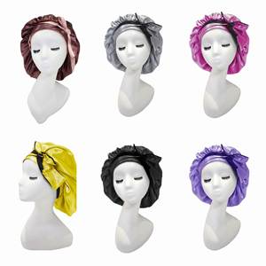 Gorro de Dormir de Seda Satinada con Logotipo Personalizado para Mujer, Gorro Reversible con Banda para Atar el Cabello Rizado - Product Image 1
