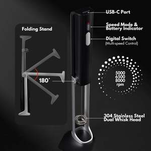 Batidora de mano recargable de acero inoxidable para cocina, espumador de leche, batidor de matcha portátil para café, venta al por mayor - Product Image 5