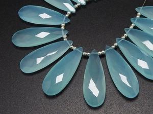 Par de Pendientes Largos Facetados de Calcedonia Azul Agua en Forma de Lágrima 30x10MM, Cuentas Sueltas, Joyería Hecha a Mano, Mayorista Certificado PME - Product Image 2
