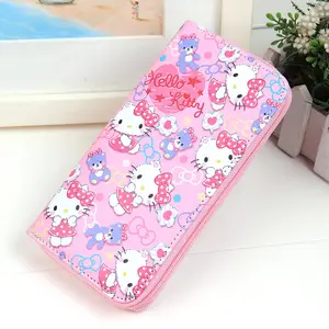 Wholesale Cartoon Lady Long Storage Wallet Multi-compartment Zipper Coin Purse PU Zipper Wallet