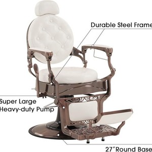 Chaise de barbier réglable en hauteur, style rétro, qualité salon, usage commercial HZ8799W - Product Image 4