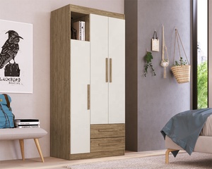 Armoire de style moderne BROMELIA 3 portes 2 tiroirs Meubles de chambre à coucher Panneau de particules Bois/Blanc cassé Couleur Brésilienne Top Design - Product Image 6