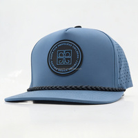 Casquette de golf haut de gamme à séchage rapide, résistante à l'eau, perforée au laser, 5 panneaux, logo personnalisé pour les sports de plein air