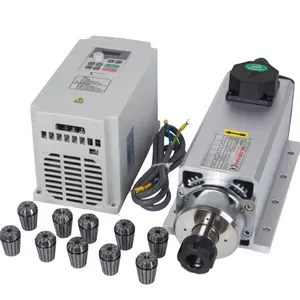 Kecepatan Tinggi 4.5KW ER25 Air Cooled Square CNC Spindle Motor Kit 5.5KW Inverter ER25 Collet Set