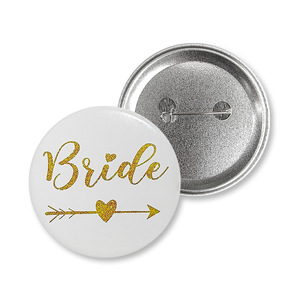 Nuovo Distintivo Rotondo Personalizzato in Metallo con Logo Stampato in Bianco e Nero per Sposa, Accessori per Foto con Spilla di Sicurezza - Product Image 6