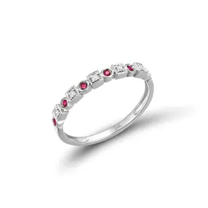 Customized 14K White Gold Ring Band Supply Diamond And Gem Stone Jewellery Rings For Ladies
