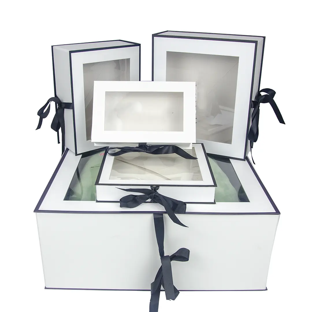 Packaging Gift Paper Boxes With Clear Window Front Clothing Folding Packaging Box For Clothes Gift Slim