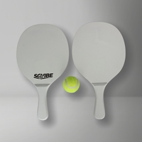Ensemble de raquettes de plage SCVIBE en MDF peint bleu, balles de tennis, raquettes durables, jeu de raquettes, 40x22cm, divertissement familial en plein air, sport, sac Oxford