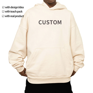 Custom 100% Cotton 480 GSM Oversized Pullover <b>Hoodie</b> for <b>Men</b> Drop Shoulder With Puff Print Acid Washed for Winter Season - Product Image 1