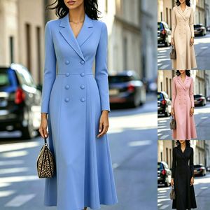 Nuevo Vestido Blazer Elegante de Doble Botonadura con Falda Larga Maxi y Cintura Ajustada para Mujer, Atuendo Formal - Product Image 6