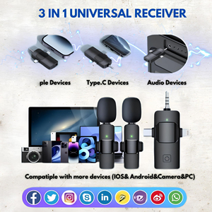 Micrófono de Solapa Inalámbrico 3 en 1 SX26 con Interfaz para Cámara, <span class=keywords><strong>PC</strong></span> y Teléfono, con Carga Durante el Uso, para Entrevistas en Vivo - Product Image 4