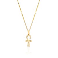 Milskye moderne personnalisé bijoux de mode pour les femmes 925 argent 14k plaqué or diamant éternel ankh croix collier